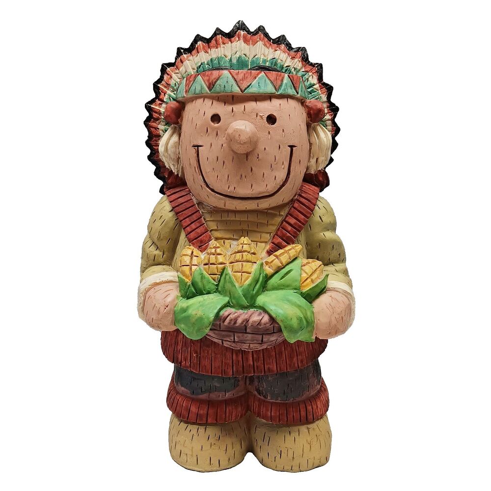 VTG Thanksgiving‎ Figurine Native American Style Harvest Decor Folk Rustic Corn
